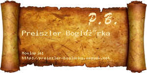 Preiszler Boglárka névjegykártya